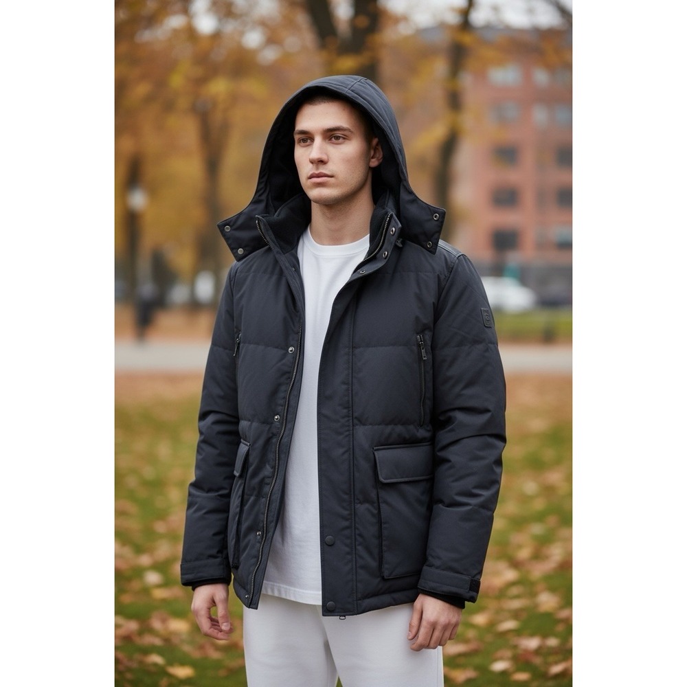 Cole Haan Winter Flex Y2k Vibe Down Feather Filled Hooded Puffer Jacket Xl$328 - Picture 1 of 8